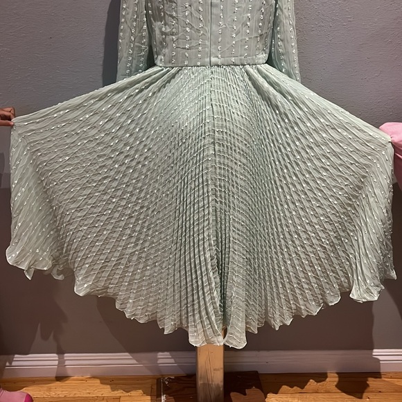 Ieena for Mac Duggal Embroidered Long Sleeve Ruffle Dress NWT - Picture 8 of 17